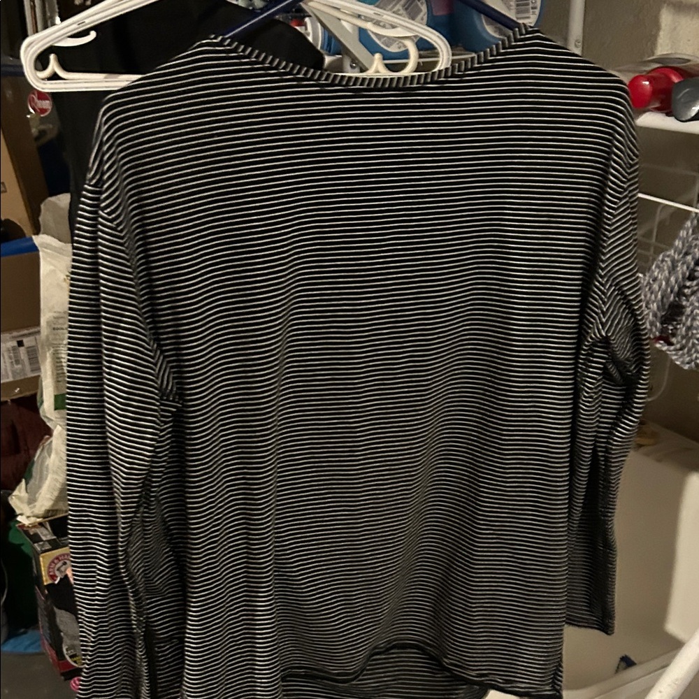 lululemon athletica Black and White Striped Long Sleeve Top